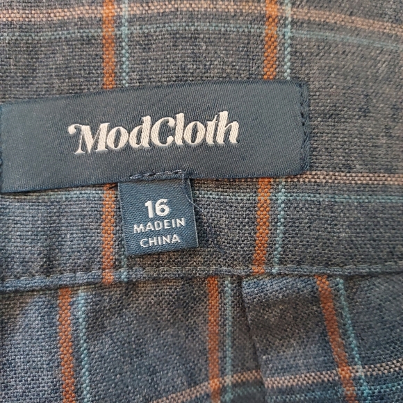 MODCLOTH Size 16 Crop Pants Gray Plaid - Picture 5 of 6